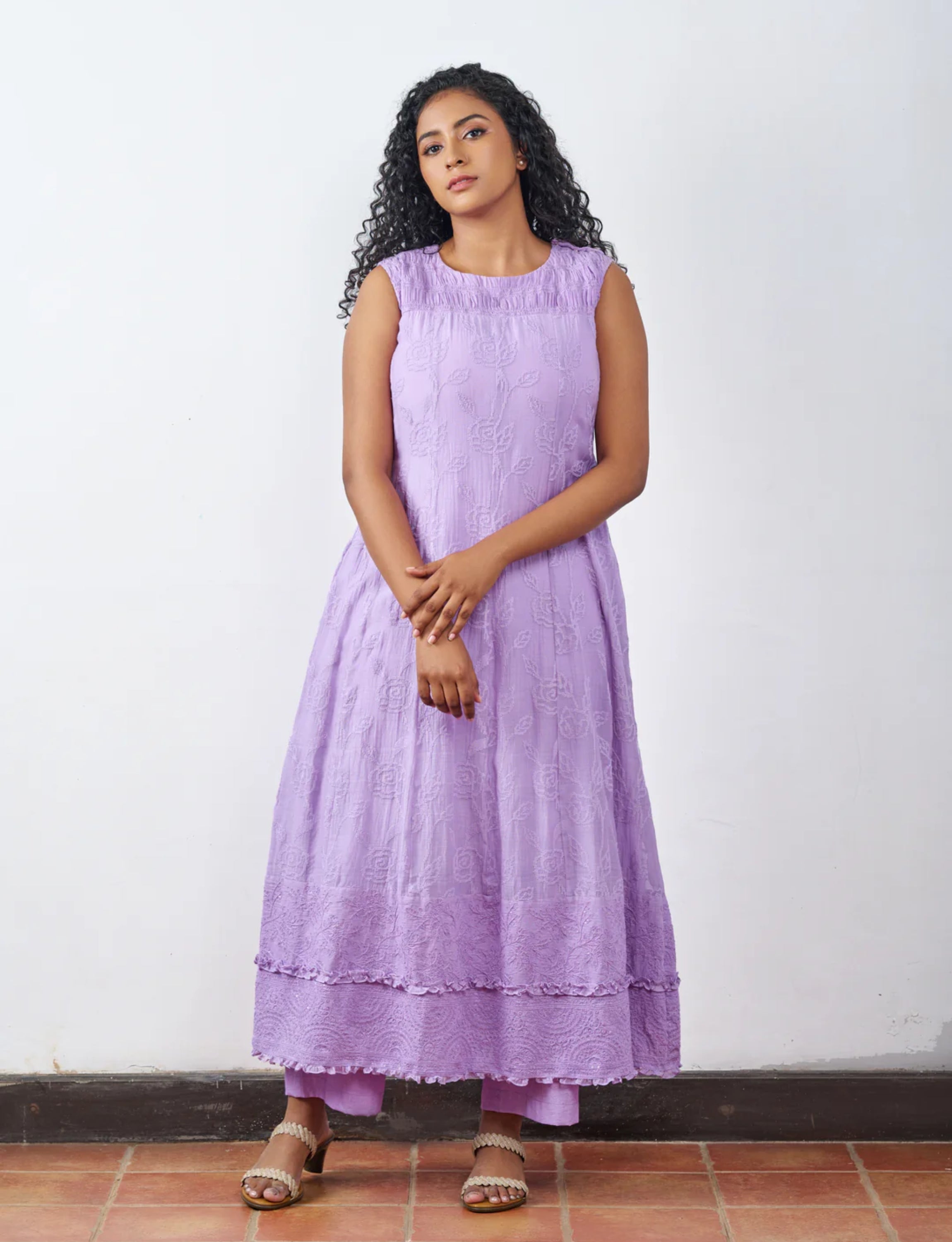 Lavender Textured Anarkali